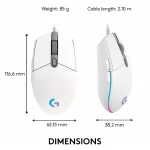Logitech G102 Light Sync Gaming Mouse with Customizable RGB Lighting, Light Weight - White - Image 2