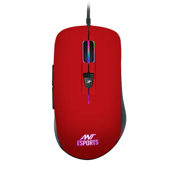 Ant Esports GM100 Ant Esports GM100 RGB Gaming Mouse with Optical Sensor 1000 Hz Polling Rate 4800 Dpi for FPS and MOBA Games - Red (GM 100) - Image 1