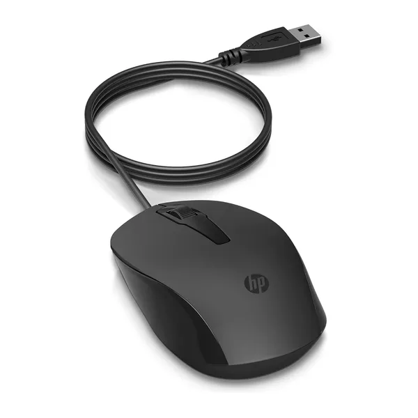 HP 150 Wired Mouse HP 150 Wired Mouse- Elegant Ergonomic Design, 1600 DPI Optical Tracking, (240J6AA), Black - Image 1
