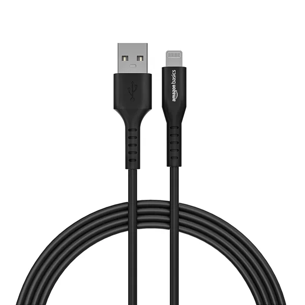 L6LMF088-CS-R AmazonBasics Amazon Basics USB A to Lightning MFi Certified Charging Cable (Black, 1.2 meter) - Image 1
