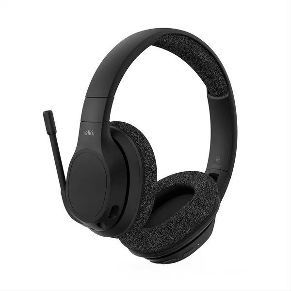 AUD005btBLK Belkin Soundform Adapt Wireless Over Ear Headset, Headphones for Work, Play, Gaming, & Travel W/Built-in Boom Microphone, 45H Battery Life - Black - Image 1
