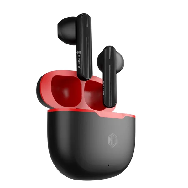 Nu Republic Rush X5 Nu Republic Rush X5 True Wireless Earbuds (TWS) BT V5.0,Upto 20Hrs Play Time, Voice Assistant with Mic-Black/Red - Image 1