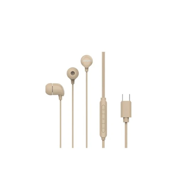 TAE1159GD/00 Philips Audio TAE1159GD/00 in-Ear Wired Earphones with C-Type JackTangle Free 1.2m Cable and 3 x Inter Changeable Ear Tips (Gold) - Image 1