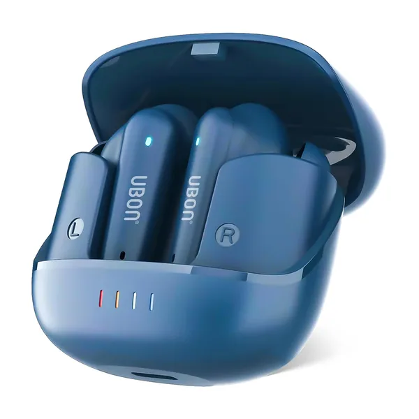 UBON Topper J23 UBON Topper J23 Bluetooth TWS 40 Hrs Playtime, ANR Enabled | Low Latency | Fast Charge | v5.3 Bluetooth Earbuds, TWS Ear Buds Wireless Earphones with mic (Blue) - Image 1